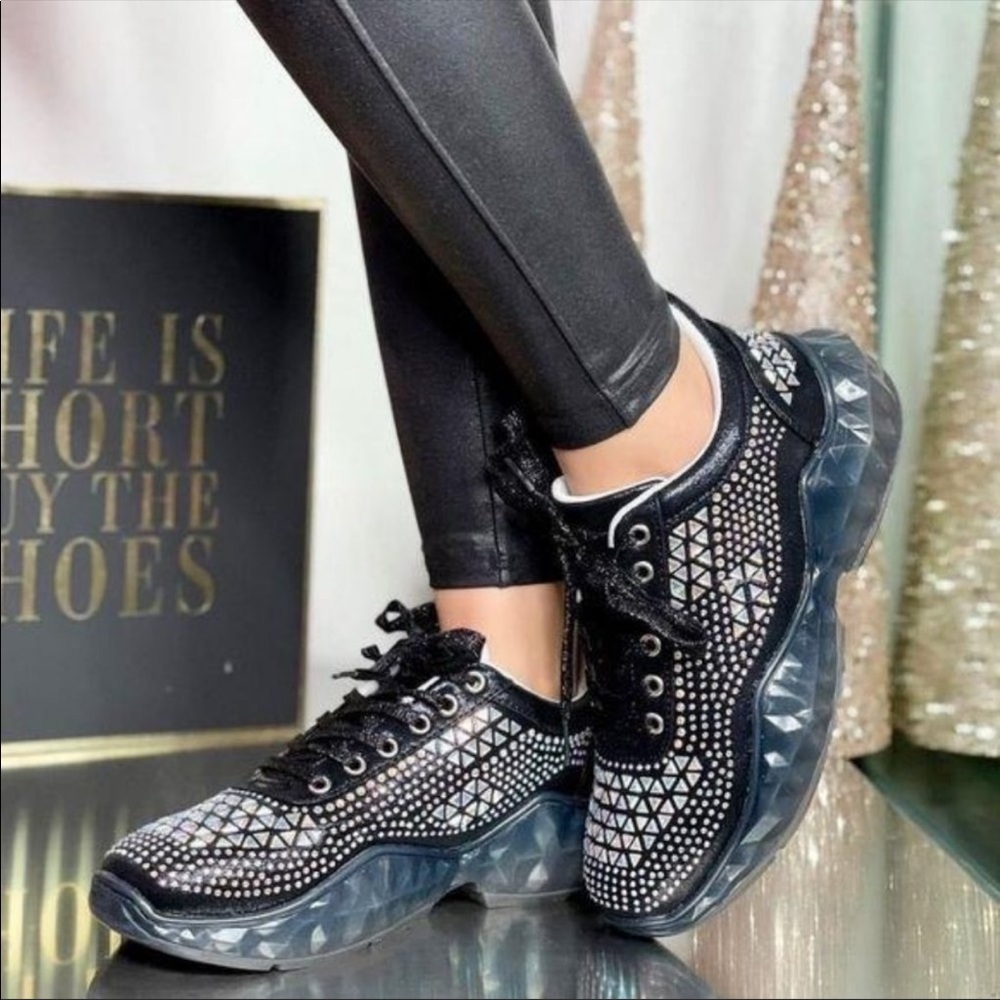 ⭐️Embellished Bling Sneakers in Black⭐️ - Picture 6 of 6
